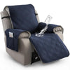 Grey quilted recliner chair cover – waterproof furniture protector with side pockets for living room seating