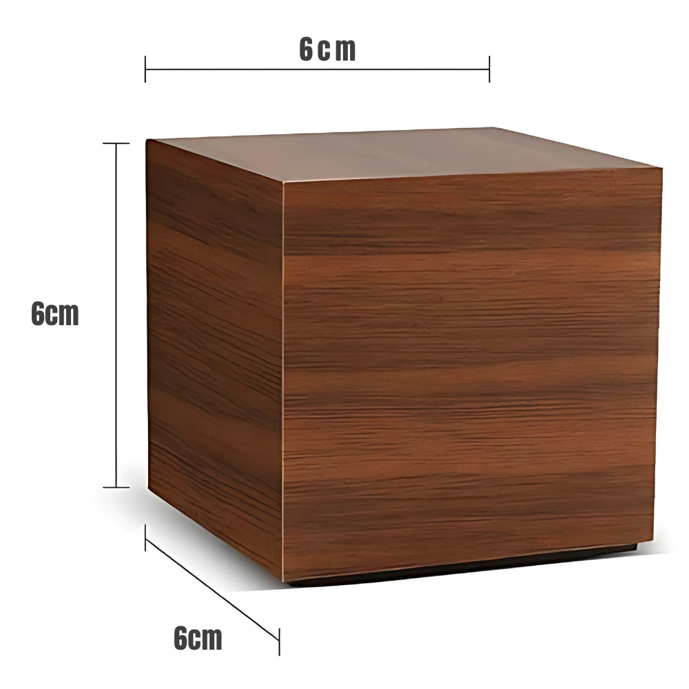 Wooden digital alarm clock with LED temperature display, modern cube desk clock for home or office