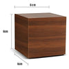 Wooden digital alarm clock with LED temperature display, modern cube desk clock for home or office