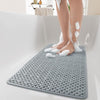 Non-slip grey bathtub mat with drainage holes – anti-skid shower floor mat for safe bathroom use