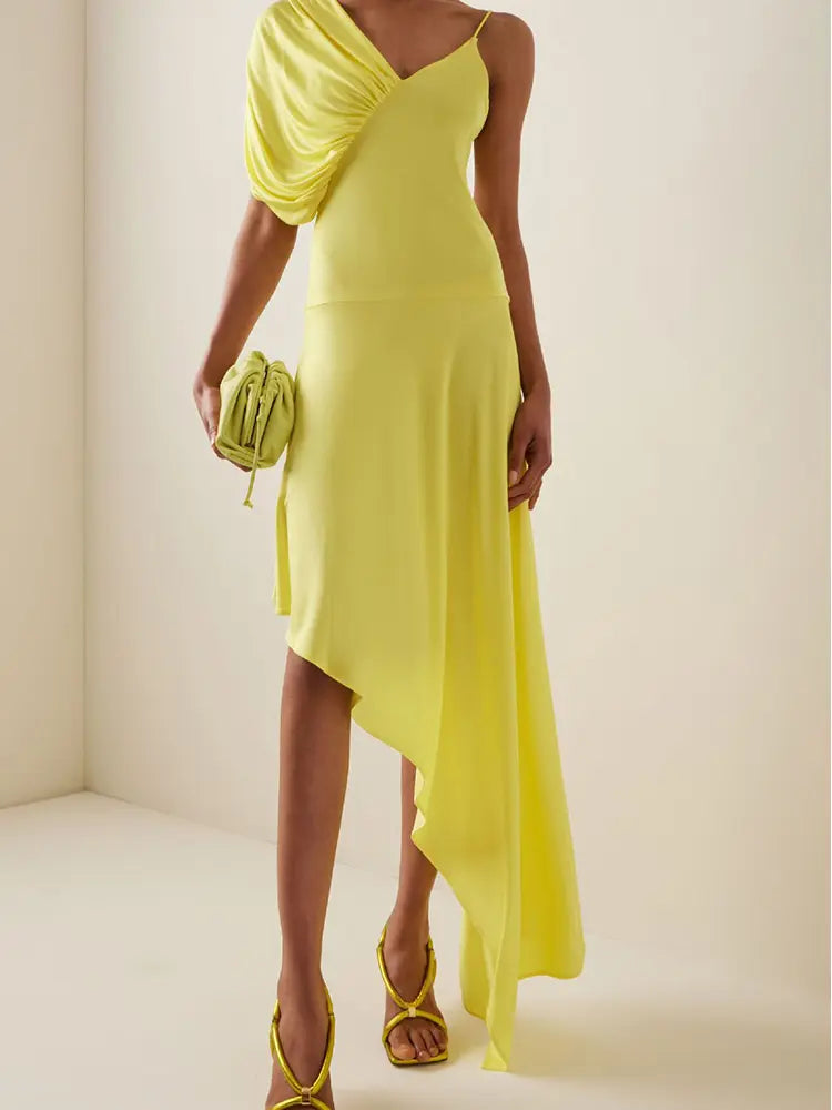 Puff Sleeve Solid Color Elegant Swimsuit