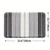 Soft striped gray bath mat with non-slip backing, absorbent plush bathroom rug for shower and tub area