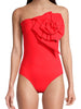 Strapless Floral Accent One-Piece Swimsuit Set