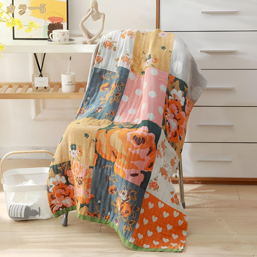 Colorful patchwork throw blanket with floral, polka dot, and heart patterns, soft decorative sofa and bed cover