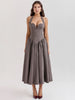 Halter Neck Midi Dress with Side Slit - Smoky Gray