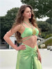 Mint Green Rhinestone Halter Bikini Set