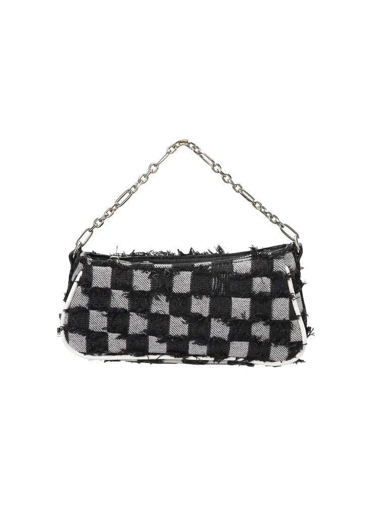 Checkerboard Chain Top Handle Shoulder Bag