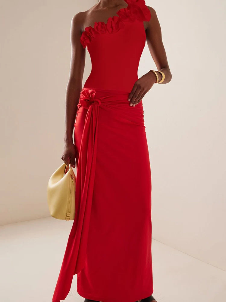 One-Shoulder 3D Floral Honeymoon Swimsuit