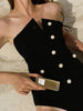Chic Pearl Button Strapless Swimsuit
