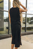 Side Wave Stripes Embellished Side Slit Loose Dress