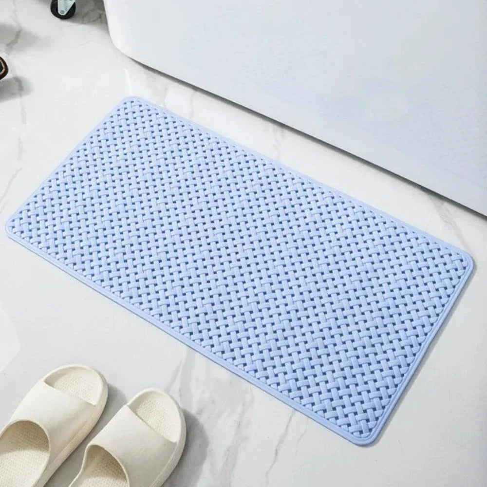 Non-slip grey bathtub mat with drainage holes – anti-skid shower floor mat for safe bathroom use