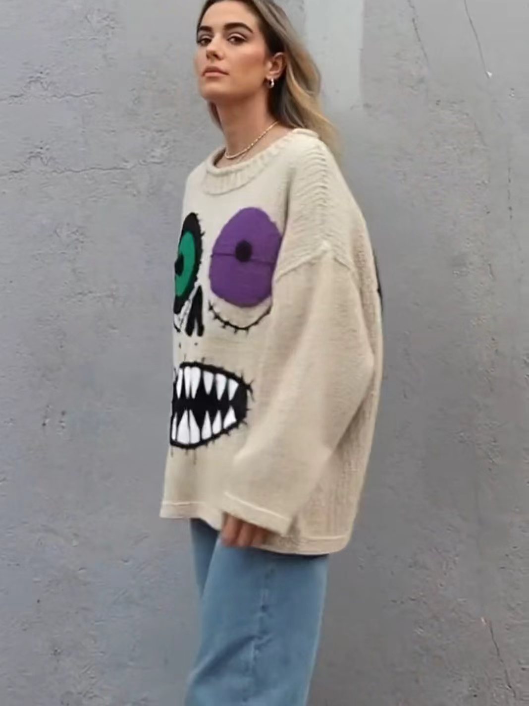 Graffiti Wicked Grin Oversized Sweater