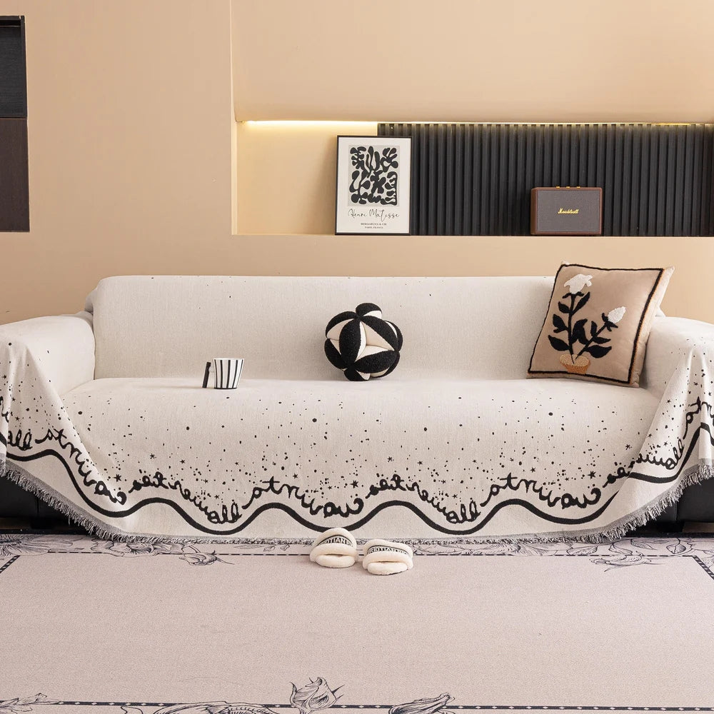 Cursive Glittering Chenille Sofa Cover