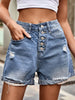 Button-Up Ripped Cuffed Denim Shorts