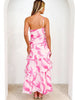 One-Shoulder Strappy Floral Print Dress
