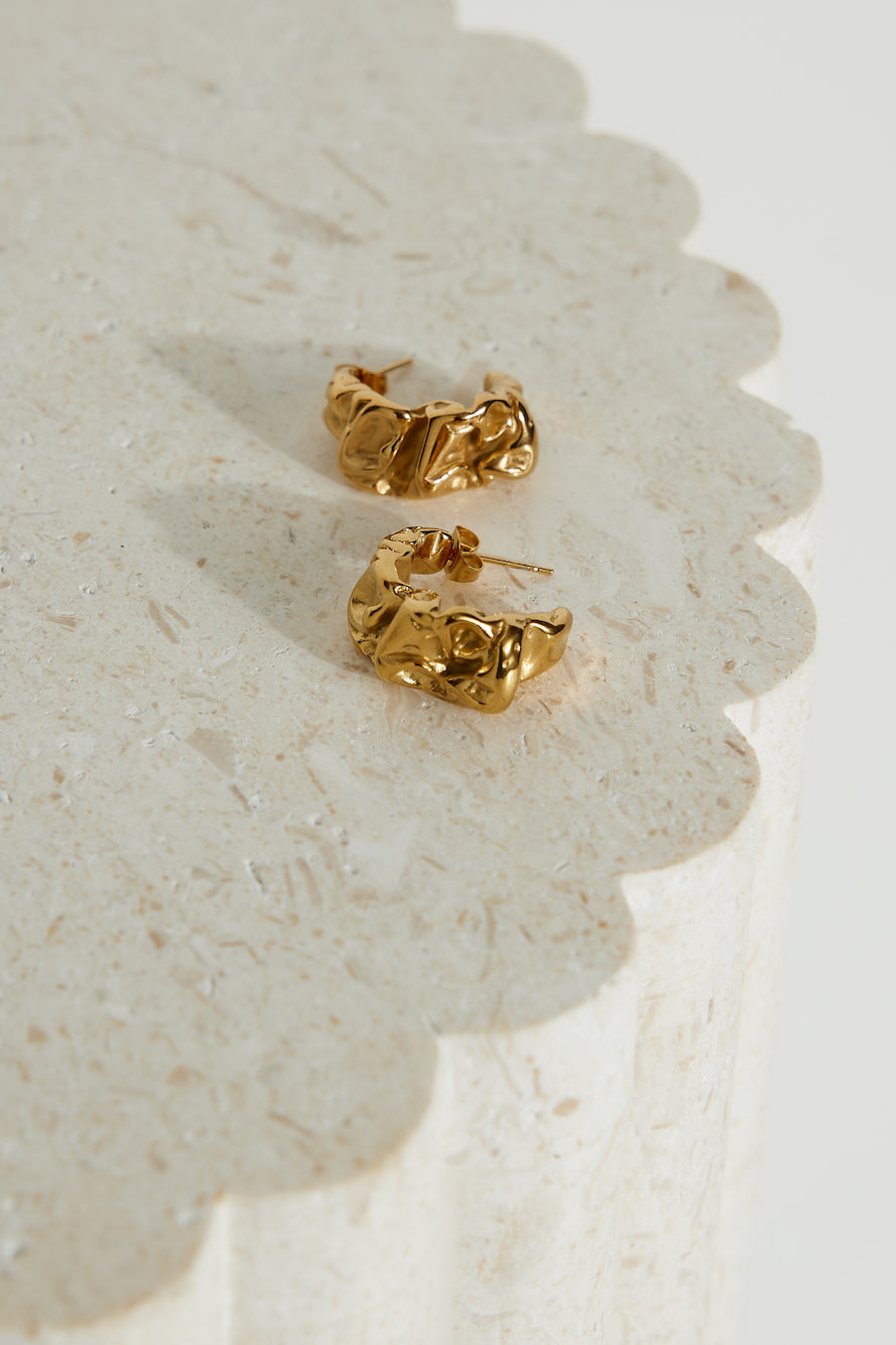 18k Plated Gold Modern Times Earrings Gold