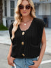 V-Neck Buttoned Knit Vest