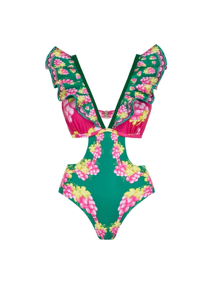 Ruffled Cutout One-Piece Maxi Skirt Set