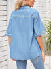 Short-Sleeve Button-Up Casual Denim Shirt