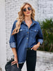 Frayed Hem Washed Denim Shirt