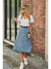 Slimming Washed Denim Button-Down Skirt
