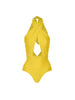 Cross Halter Solid Cutout One-Piece Swimsuit