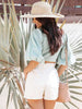 High-Waisted Rolled Hem Denim Shorts