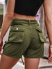Belted Utility Denim Cargo Shorts