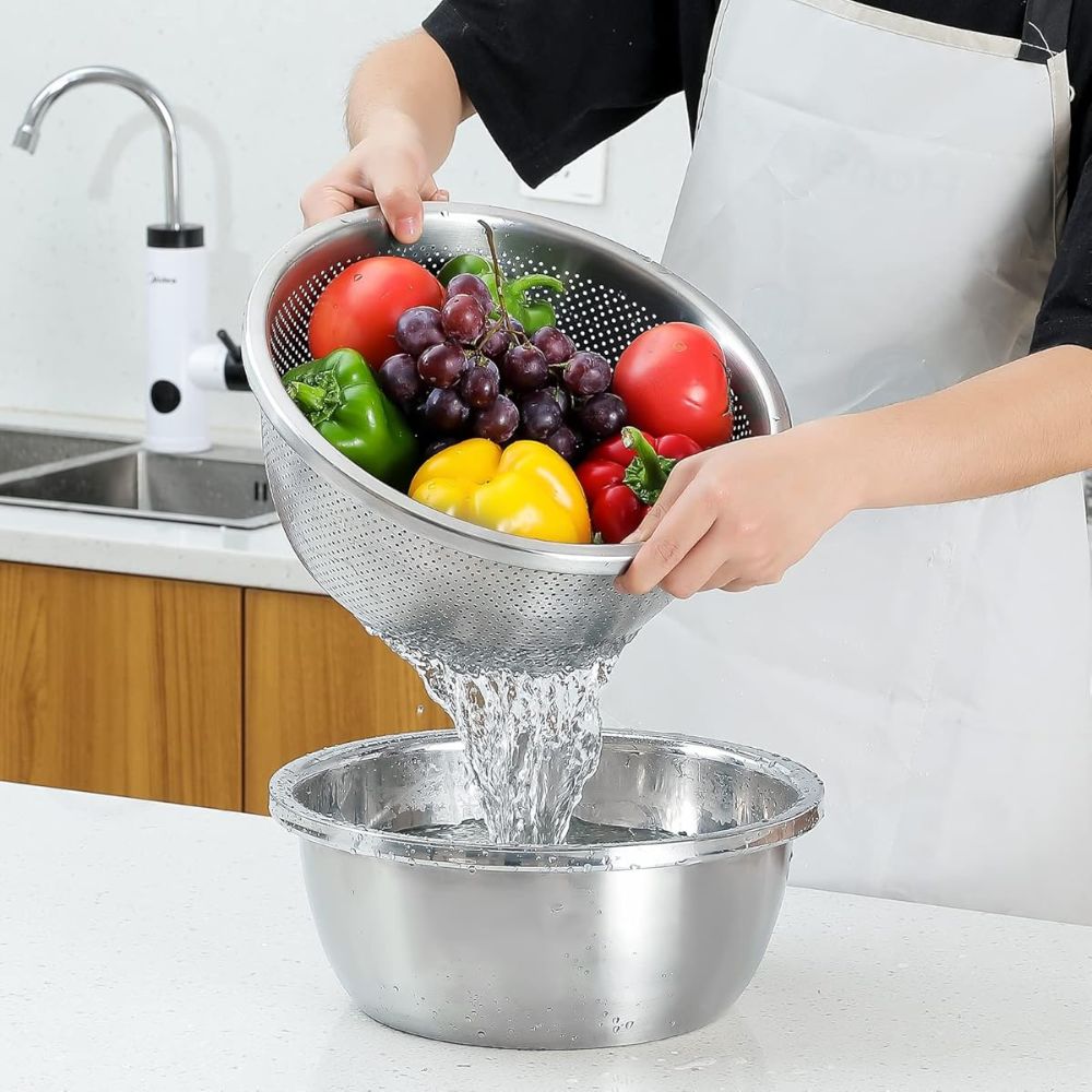 Rinse Mix Stainless Colander Duo Set
