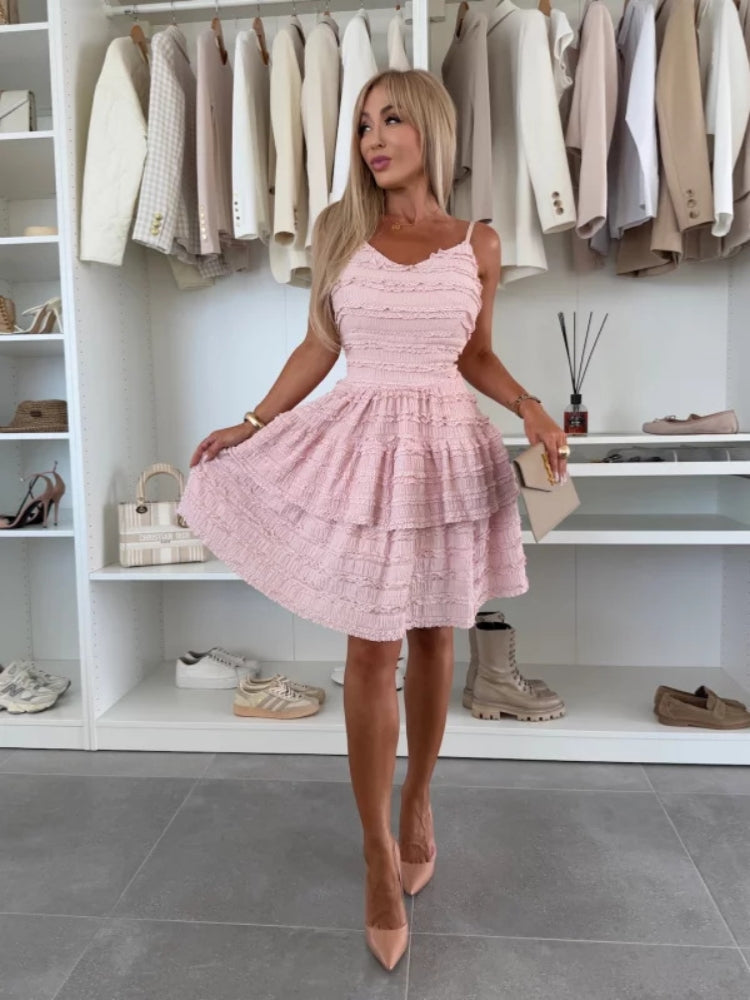 Solid Slip Lace Trim Mini Dress