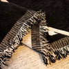 Black geometric sofa cover with white line pattern, modern couch throw for living room protection and home decor
