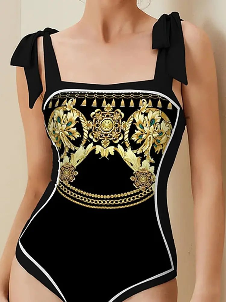 Reversible Retro Print One Piece Swimsuit