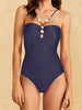 Beaded Textured Fabric One Piece Swimsuit Set