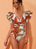 Maple Print Swimsuit Set Trio