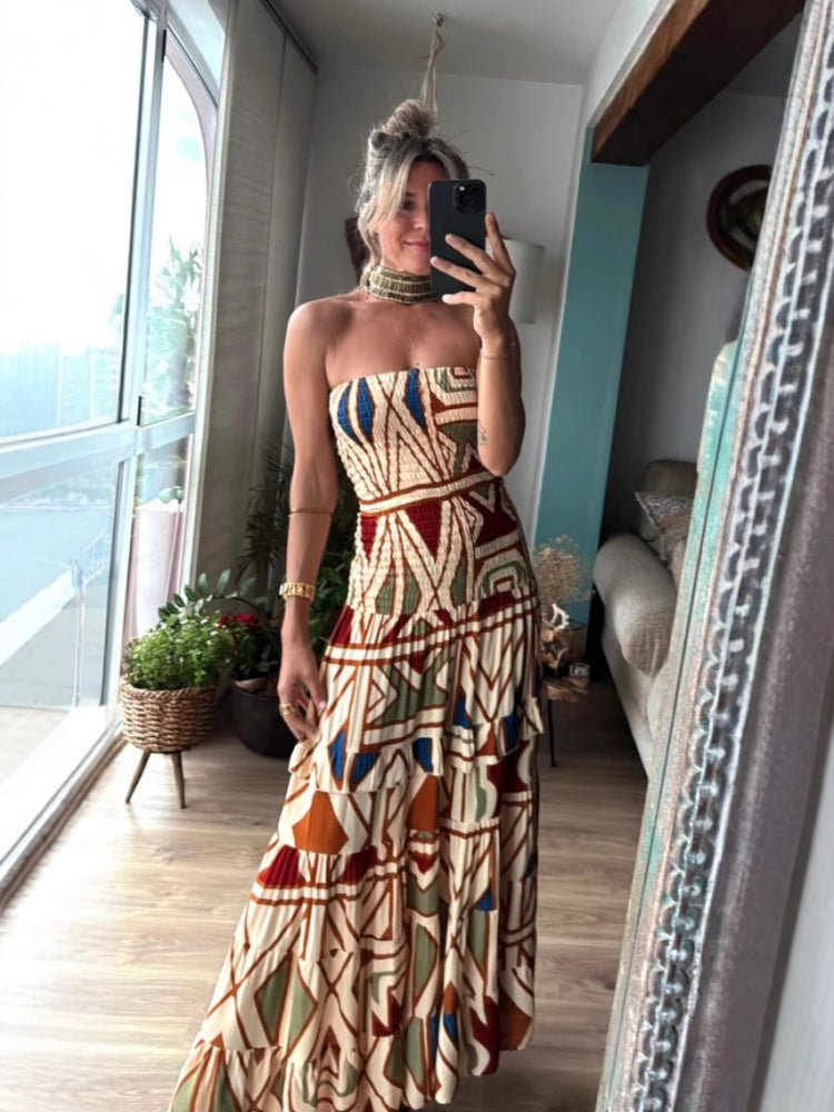 Summer Retro Bohemian Camisole Maxi Dress