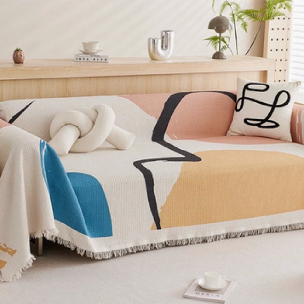 Lumiere Abstract Tasseled Sofa Cover