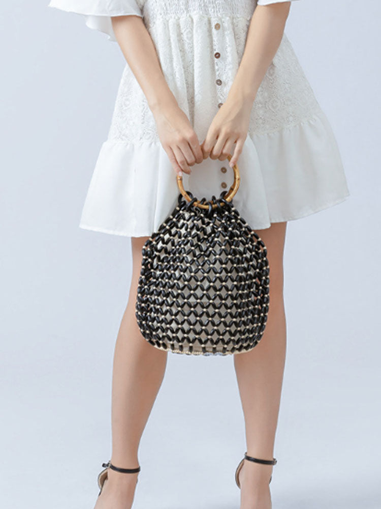 Handcrafted Wooden Bead Barrel Bag