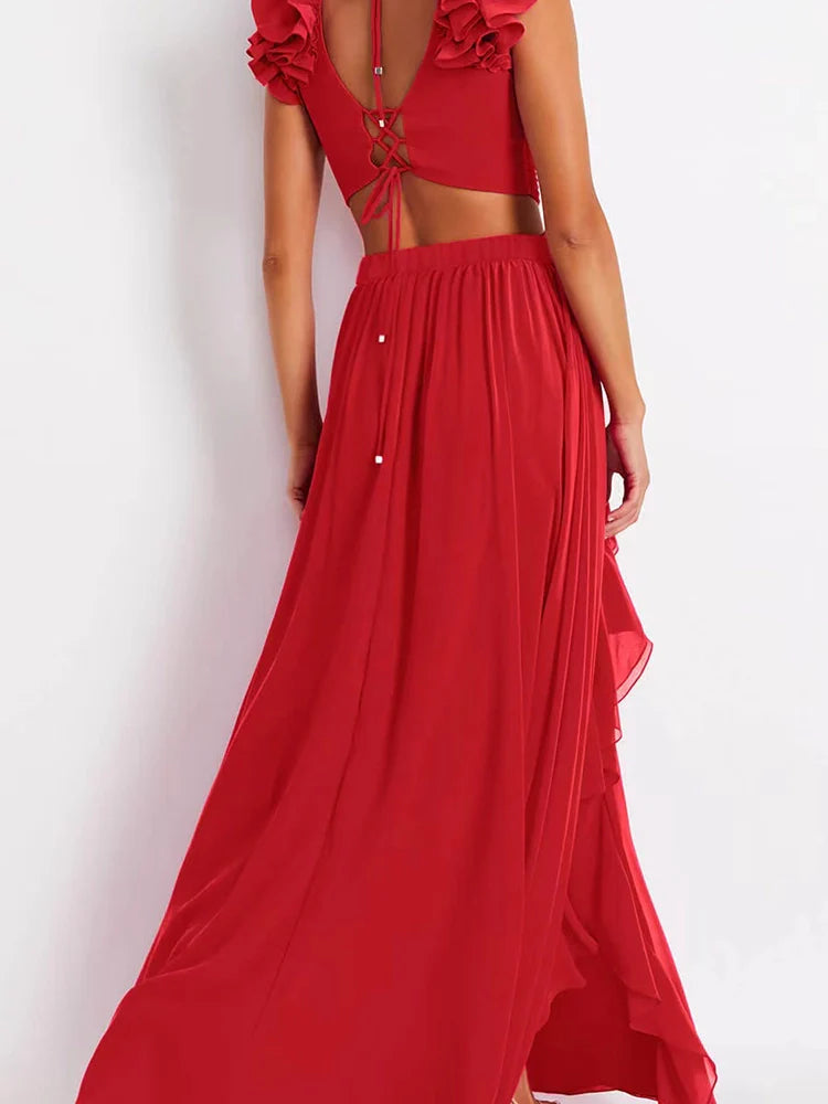 3D Floral Shoulder Embellished Cutout Swimsuit