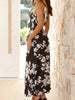 Pleated One-Shoulder Cut-Out Waist Floral Gown