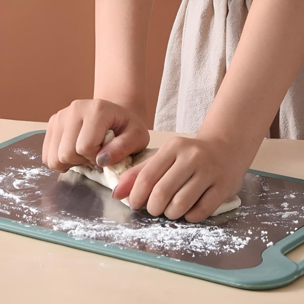 Double-sided metallic cutting board – durable kitchen chopping surface for vegetables, fruits, and meat