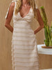Summer French V-Neck Texture Maxi Dress