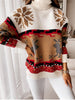 Knit Pullover with Embroidered Reindeer and Snowflake Design