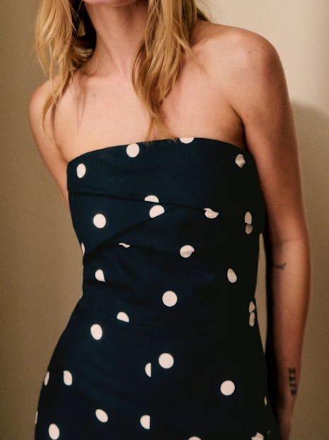 Ecru Polka Dots On Black Jumpsuit