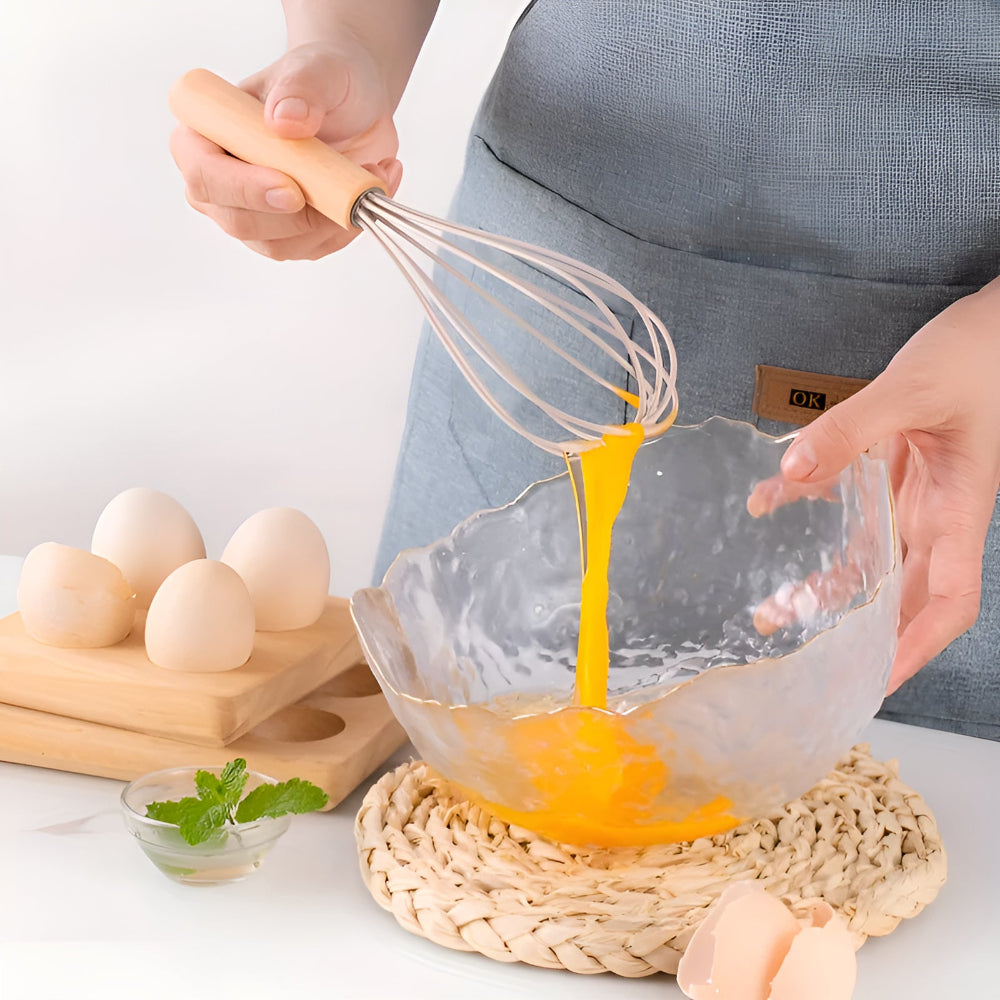 11-piece silicone kitchen utensil set with wooden handles, heat-resistant cooking tools including spatula, whisk, ladle, and tongs