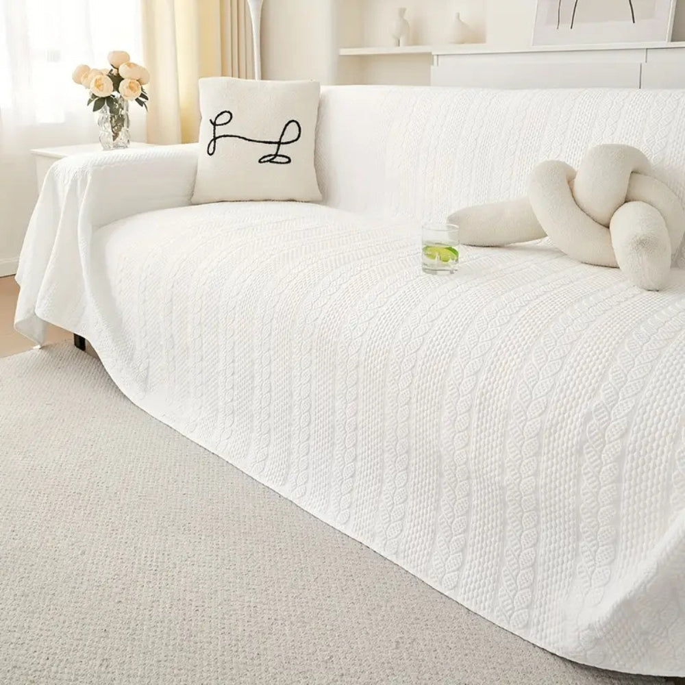 Tranquil Plush Leaf Sofa Cover