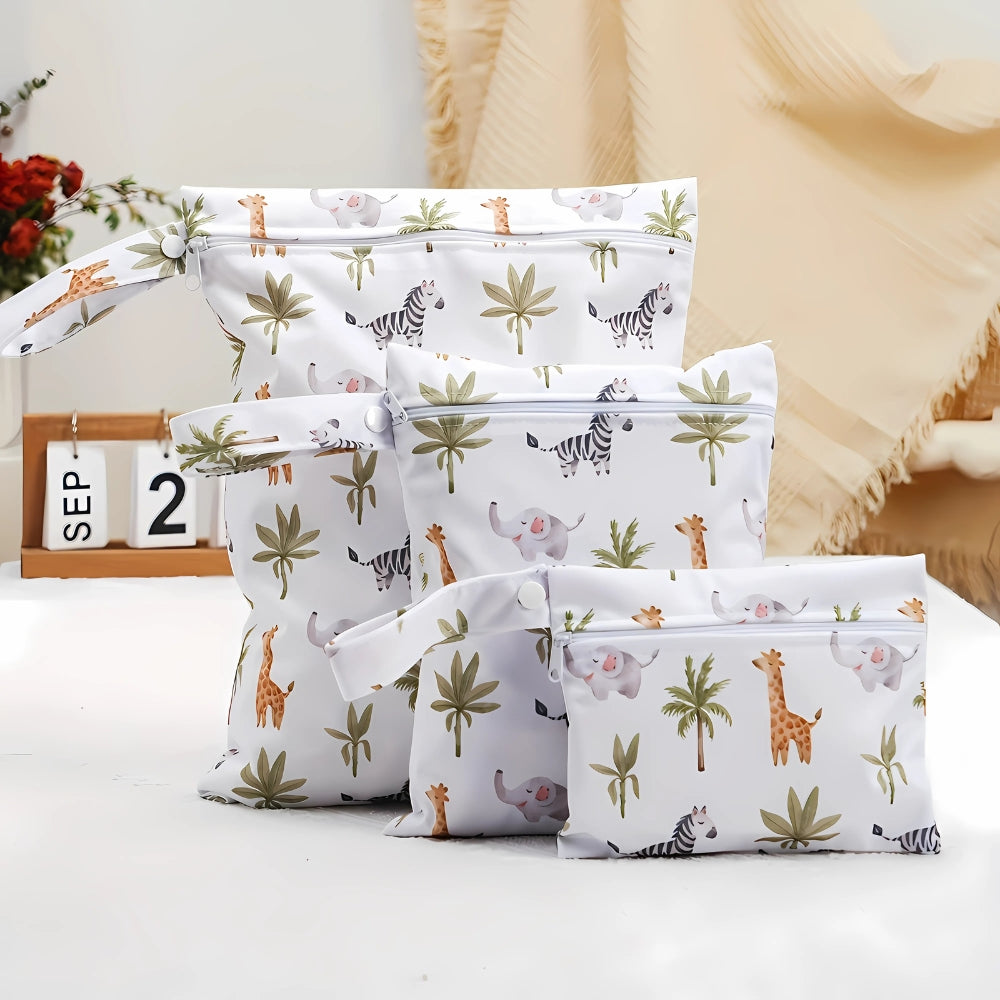 Baby Zoo Safari Print Reusable Wet Dry Bag | 3pcs Set