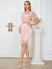 Mesh Fringe Bandage Dress