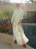 Mint Green Sweater with Cocktail Pattern & Sheer Tulle Maxi Skirt Outfit