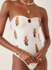 Strapless Floral Embellished One-Piece Swimsuit