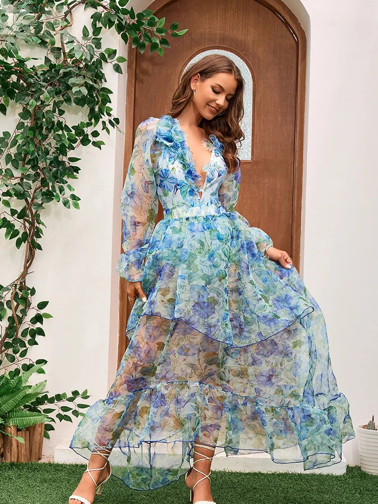 Floral Appliqué One Piece Swimsuit Set